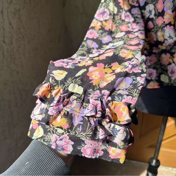 NWT M Free People Maybel Sheer Cropped Pink Floral Blouse with Tie Front (#1,307 - Picture 4 of 16